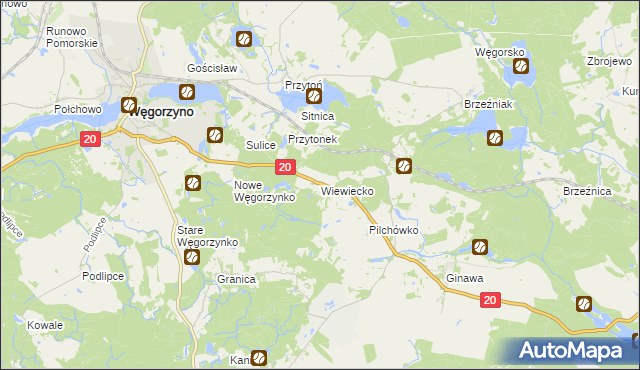 mapa Wiewiecko, Wiewiecko na mapie Targeo
