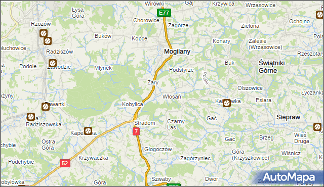 mapa Włosań, Włosań na mapie Targeo