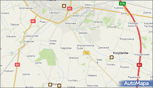 mapa Wojciechowice Duże, Wojciechowice Duże na mapie Targeo