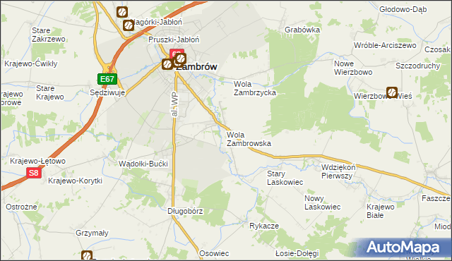 mapa Wola Zambrowska, Wola Zambrowska na mapie Targeo