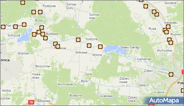 mapa Wolica gmina Łubnice, Wolica gmina Łubnice na mapie Targeo