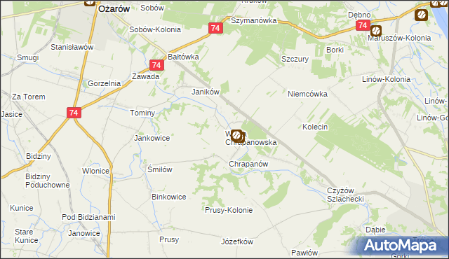 mapa Wólka Chrapanowska, Wólka Chrapanowska na mapie Targeo