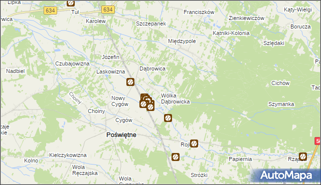 mapa Wólka Dąbrowicka, Wólka Dąbrowicka na mapie Targeo