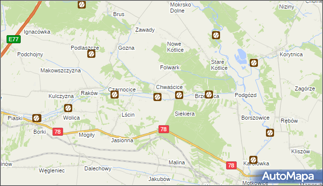 mapa Wólka gmina Jędrzejów, Wólka gmina Jędrzejów na mapie Targeo