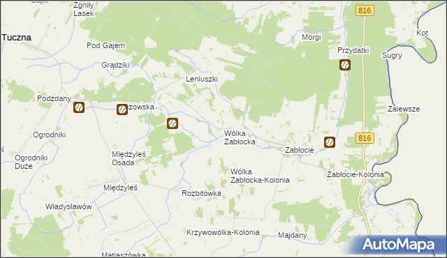 mapa Wólka Zabłocka gmina Tuczna, Wólka Zabłocka gmina Tuczna na mapie Targeo