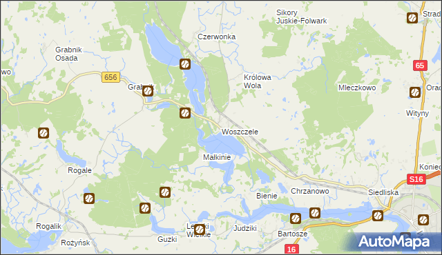 mapa Woszczele, Woszczele na mapie Targeo