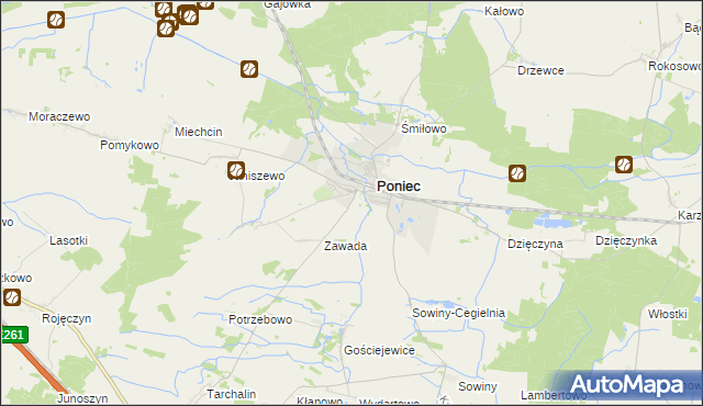 mapa Wydawy gmina Poniec, Wydawy gmina Poniec na mapie Targeo