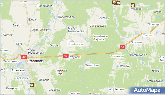 mapa Wygwizdów gmina Przedbórz, Wygwizdów gmina Przedbórz na mapie Targeo