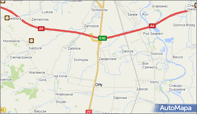 mapa Zadąbrowie gmina Orły, Zadąbrowie gmina Orły na mapie Targeo