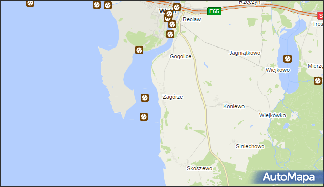mapa Zagórze gmina Wolin, Zagórze gmina Wolin na mapie Targeo