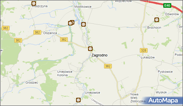 mapa Zagrodno powiat złotoryjski, Zagrodno powiat złotoryjski na mapie Targeo