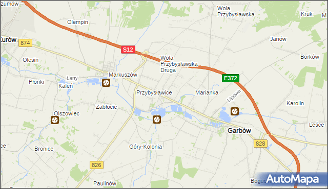 mapa Zagrody gmina Garbów, Zagrody gmina Garbów na mapie Targeo