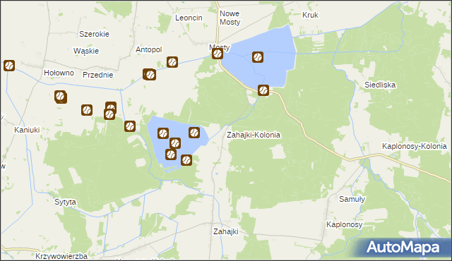 mapa Zahajki-Kolonia, Zahajki-Kolonia na mapie Targeo