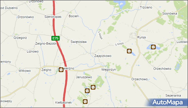 mapa Zajączkowo gmina Chełmża, Zajączkowo gmina Chełmża na mapie Targeo