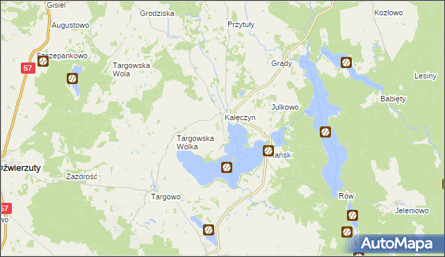 mapa Zalesie gmina Dźwierzuty, Zalesie gmina Dźwierzuty na mapie Targeo