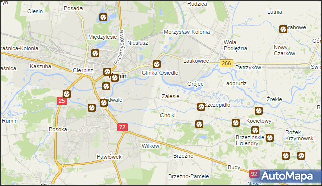 mapa Zalesie gmina Krzymów, Zalesie gmina Krzymów na mapie Targeo
