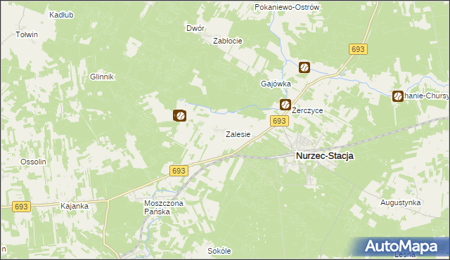 mapa Zalesie gmina Nurzec-Stacja, Zalesie gmina Nurzec-Stacja na mapie Targeo