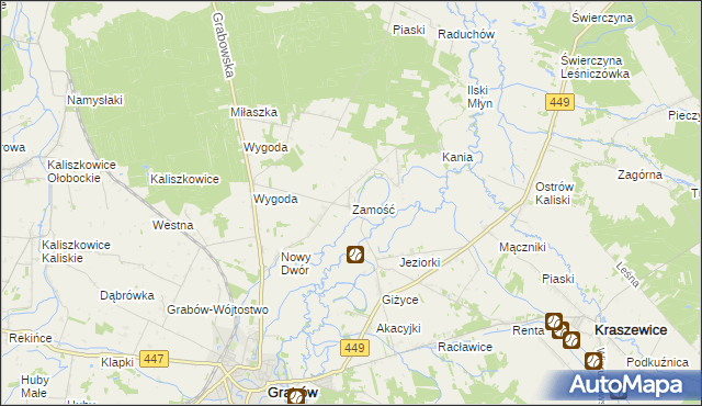 mapa Zamość gmina Sieroszewice, Zamość gmina Sieroszewice na mapie Targeo