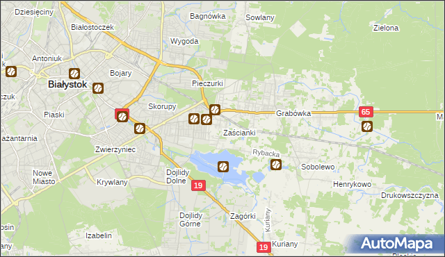mapa Zaścianki gmina Supraśl, Zaścianki gmina Supraśl na mapie Targeo