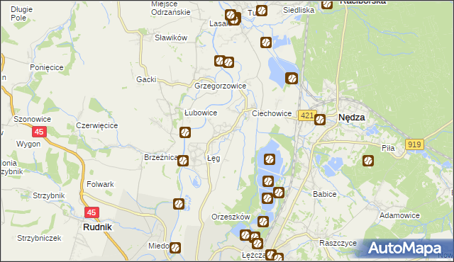 mapa Zawada Książęca, Zawada Książęca na mapie Targeo
