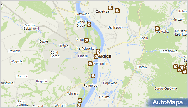 mapa Zawichost, Zawichost na mapie Targeo
