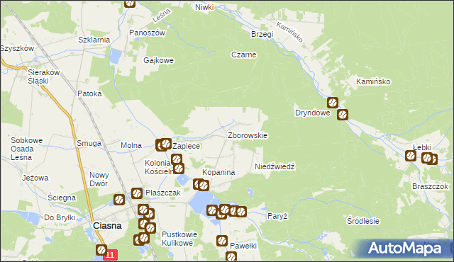 mapa Zborowskie gmina Ciasna, Zborowskie gmina Ciasna na mapie Targeo