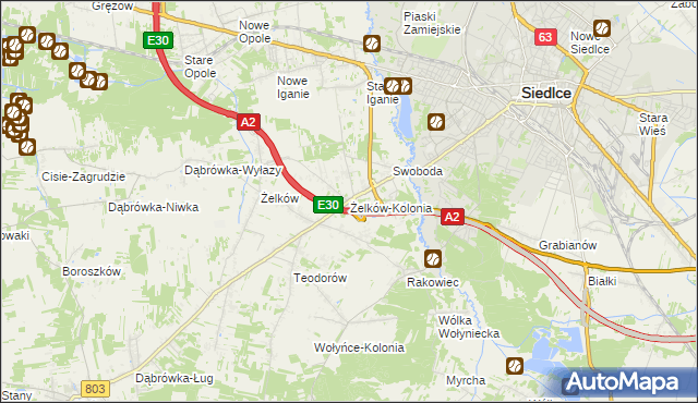 mapa Żelków-Kolonia, Żelków-Kolonia na mapie Targeo