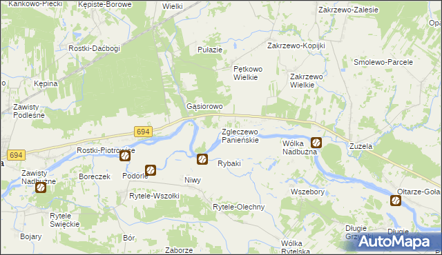 mapa Zgleczewo Panieńskie, Zgleczewo Panieńskie na mapie Targeo