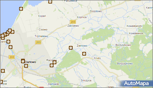 mapa Zielnowo gmina Darłowo, Zielnowo gmina Darłowo na mapie Targeo