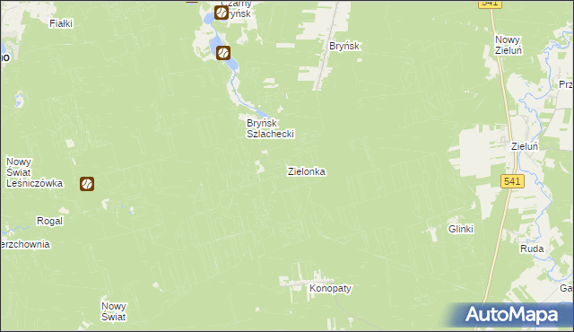 mapa Zielonka gmina Lidzbark, Zielonka gmina Lidzbark na mapie Targeo