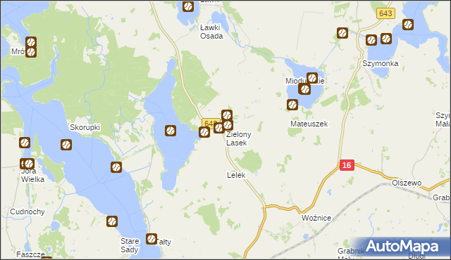 mapa Zielony Lasek gmina Ryn, Zielony Lasek gmina Ryn na mapie Targeo