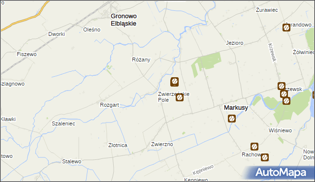 mapa Zwierzeńskie Pole, Zwierzeńskie Pole na mapie Targeo