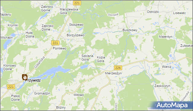 mapa Kozia Góra gmina Przywidz, Kozia Góra gmina Przywidz na mapie Targeo