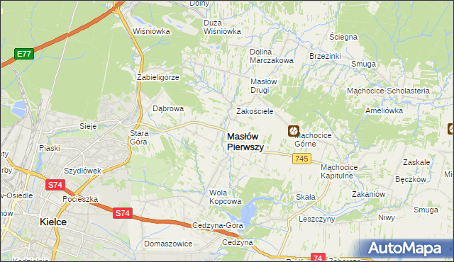 mapa Masłów Pierwszy, Masłów Pierwszy na mapie Targeo