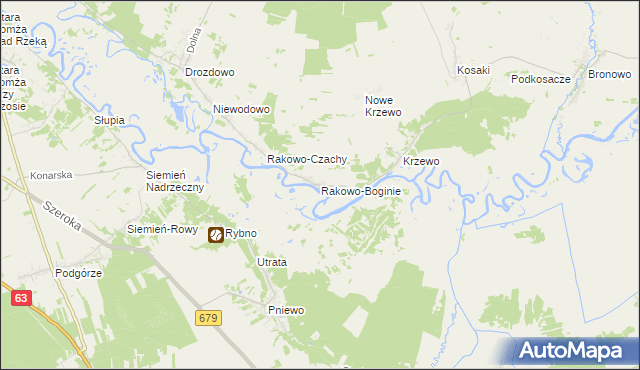 mapa Rakowo-Boginie, Rakowo-Boginie na mapie Targeo