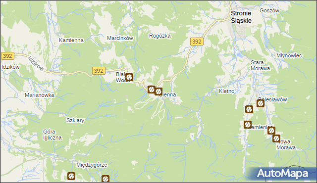 mapa Sienna gmina Stronie Śląskie, Sienna gmina Stronie Śląskie na mapie Targeo