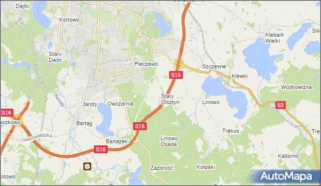 mapa Stary Olsztyn, Stary Olsztyn na mapie Targeo
