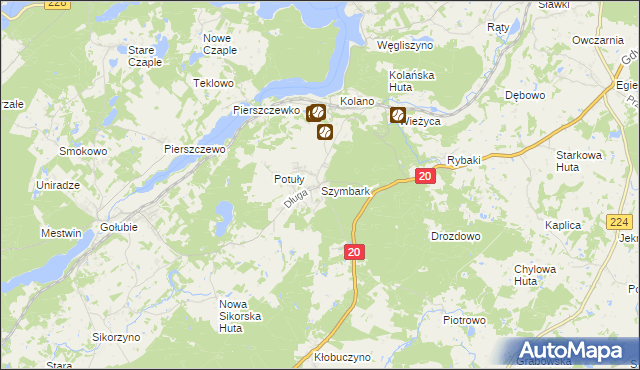 mapa Szymbark gmina Stężyca, Szymbark gmina Stężyca na mapie Targeo