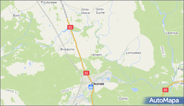 mapa Anielin gmina Okonek, Anielin gmina Okonek na mapie Targeo