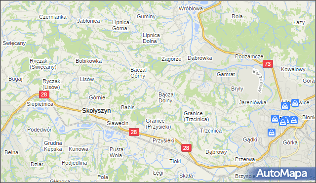 mapa Bączal Dolny, Bączal Dolny na mapie Targeo