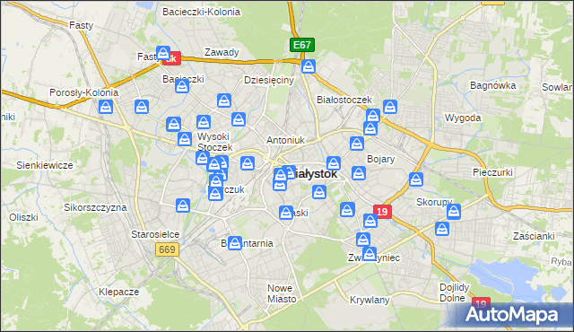 mapa Białegostoku, Białystok na mapie Targeo