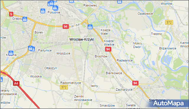 mapa Brochów gmina Wrocław, Brochów gmina Wrocław na mapie Targeo