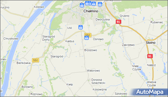 mapa Brzozowo gmina Kijewo Królewskie, Brzozowo gmina Kijewo Królewskie na mapie Targeo