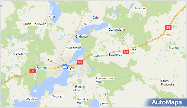 mapa Canki, Canki na mapie Targeo