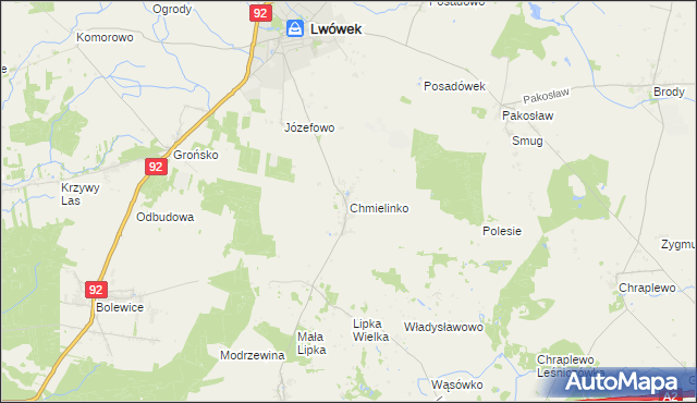 mapa Chmielinko, Chmielinko na mapie Targeo