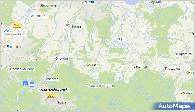 mapa Gierczyn gmina Mirsk, Gierczyn gmina Mirsk na mapie Targeo