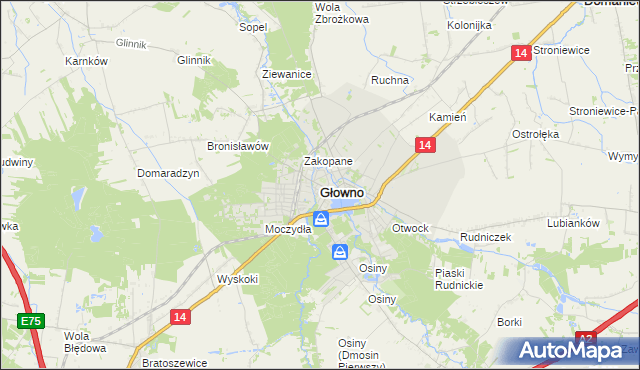 mapa Głowno, Głowno na mapie Targeo