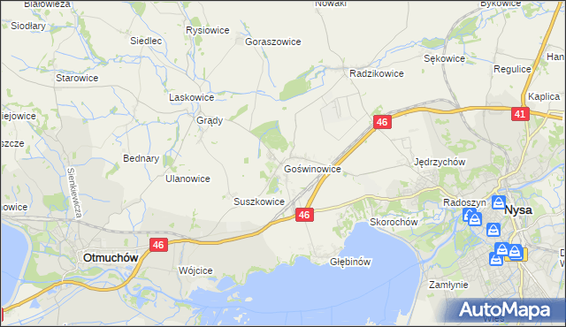 mapa Goświnowice, Goświnowice na mapie Targeo