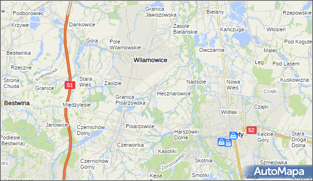 mapa Hecznarowice, Hecznarowice na mapie Targeo