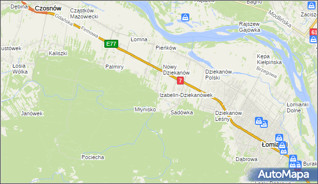 mapa Izabelin-Dziekanówek, Izabelin-Dziekanówek na mapie Targeo
